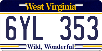 WV license plate 6YL353