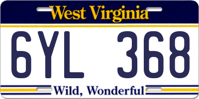 WV license plate 6YL368