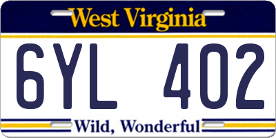 WV license plate 6YL402