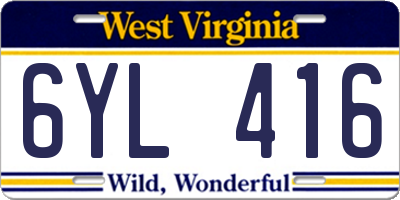 WV license plate 6YL416