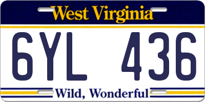 WV license plate 6YL436