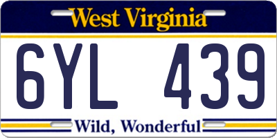 WV license plate 6YL439