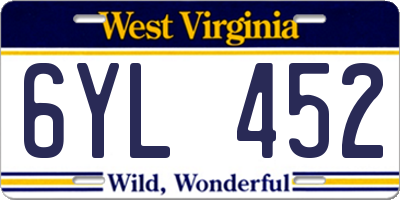 WV license plate 6YL452
