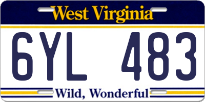 WV license plate 6YL483