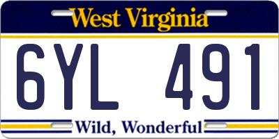 WV license plate 6YL491
