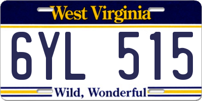 WV license plate 6YL515