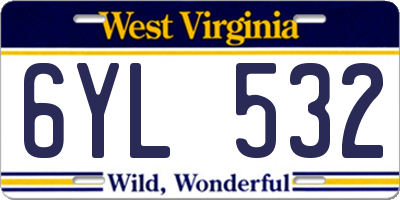 WV license plate 6YL532