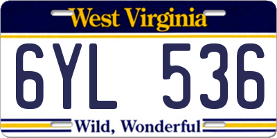 WV license plate 6YL536