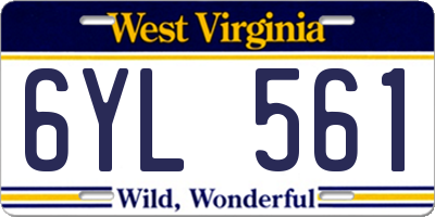 WV license plate 6YL561