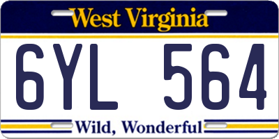 WV license plate 6YL564