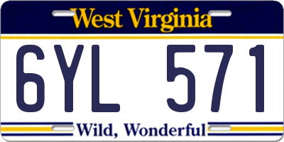 WV license plate 6YL571