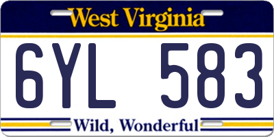WV license plate 6YL583