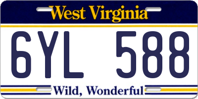 WV license plate 6YL588