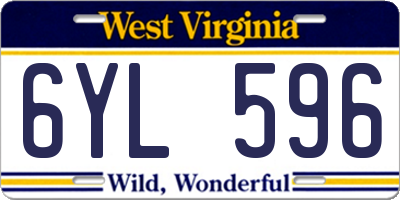 WV license plate 6YL596