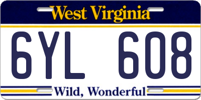 WV license plate 6YL608