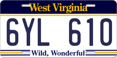 WV license plate 6YL610