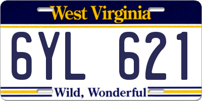 WV license plate 6YL621