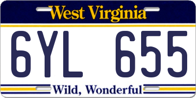 WV license plate 6YL655