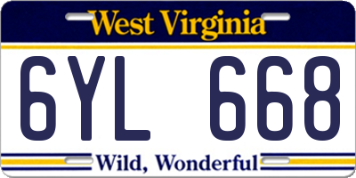 WV license plate 6YL668