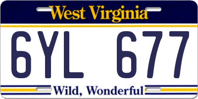 WV license plate 6YL677