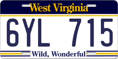 WV license plate 6YL715