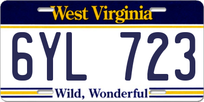 WV license plate 6YL723