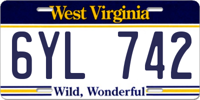 WV license plate 6YL742