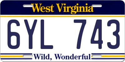 WV license plate 6YL743