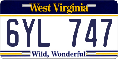 WV license plate 6YL747
