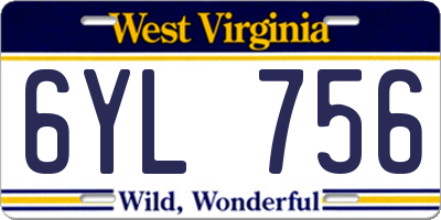 WV license plate 6YL756