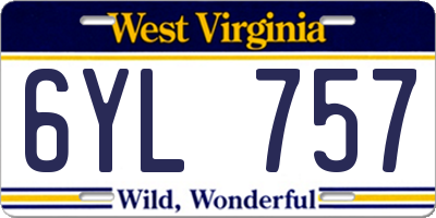 WV license plate 6YL757