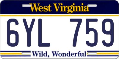 WV license plate 6YL759
