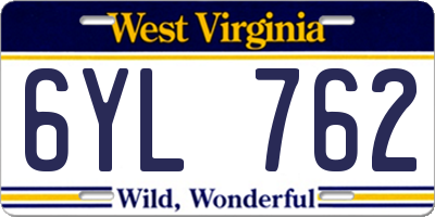 WV license plate 6YL762