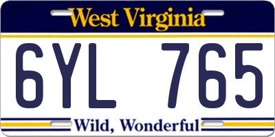 WV license plate 6YL765