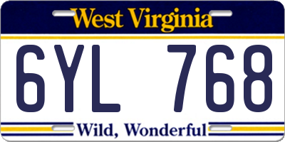 WV license plate 6YL768