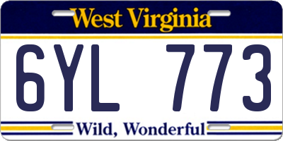 WV license plate 6YL773