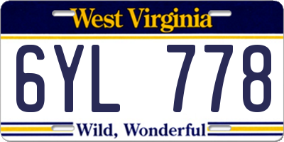 WV license plate 6YL778