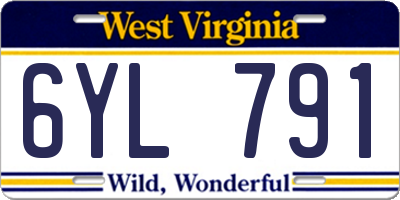 WV license plate 6YL791