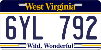 WV license plate 6YL792