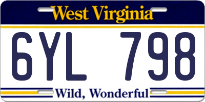 WV license plate 6YL798