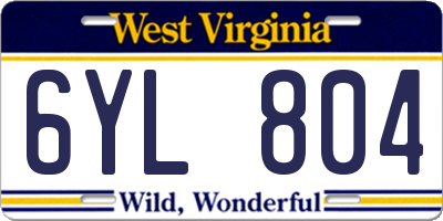 WV license plate 6YL804