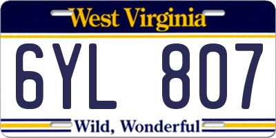 WV license plate 6YL807