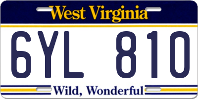 WV license plate 6YL810