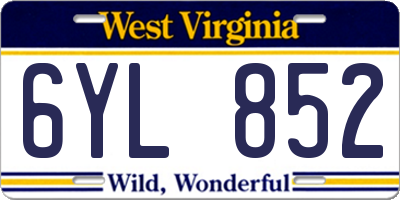 WV license plate 6YL852