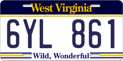 WV license plate 6YL861