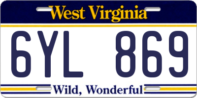 WV license plate 6YL869
