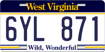 WV license plate 6YL871
