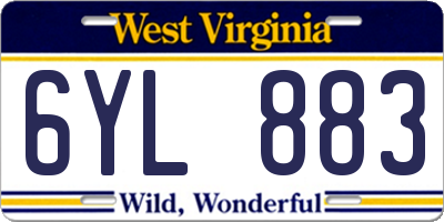 WV license plate 6YL883