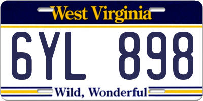 WV license plate 6YL898