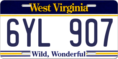 WV license plate 6YL907